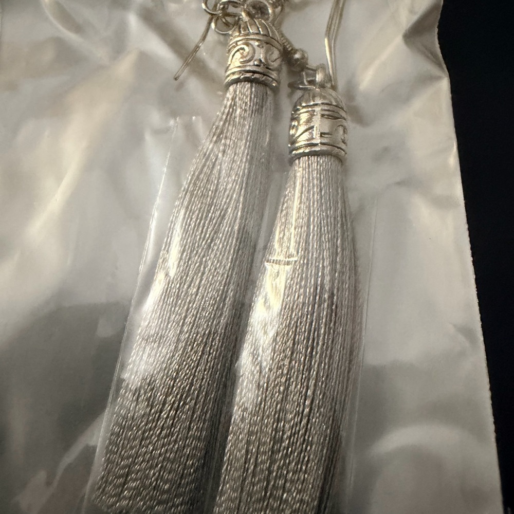 Silver Tassel Drop Earrings